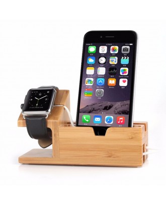Soporte Para Applewatch y  iphone HUB USB Bambú