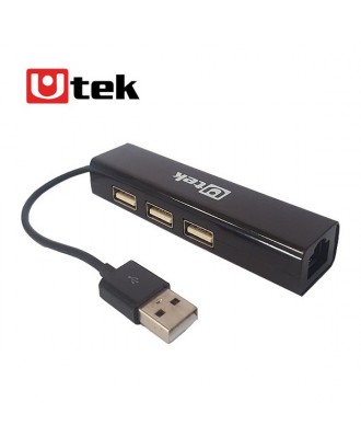 Adaptador USB a LAN Rj45 y HUB 3 Puertos Notebook Macbook Utek