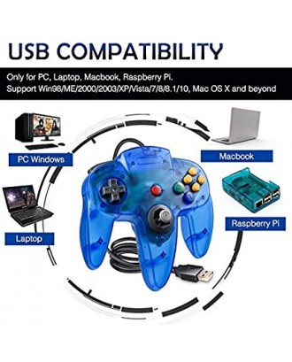 Joystick Usb Pc Diseño Nintendo 64 N64 Azul