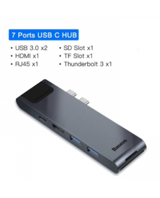 Docking USB-C Baseus 7 en 1 Macbook Pro Con Sin Touchbar Air 2018 4K