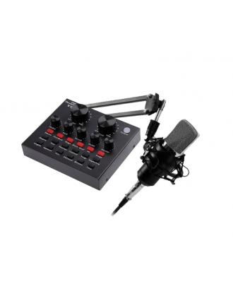Kit Audio Streaming Mixer 2 Canales y Microfono Atril