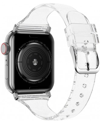 Correa Para Applewatch Silicona Glitter 42mm / 44mm Transparente