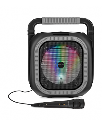 Parlante Karaoke 6,5 Pulgadas TWS Radio FM LED RGB Philco Gris