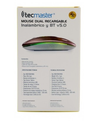 Mouse Dual Inalambrico y Bluetooth Tecmaster Rose