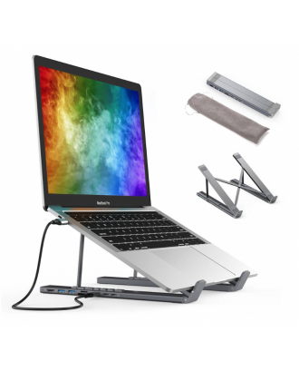 Base Apoyo aluminio Dock 7 en 1 Para Notebook Macbook Goforit
