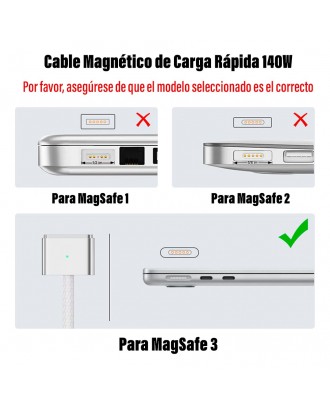 Cable Carga USB-C a Magsafe 3 Para Macbook Pro Air 2MT 140W