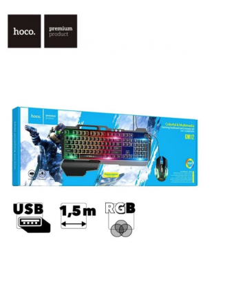 Mouse y Teclado Gamer Multimedia RGB Metal Hoco GM12
