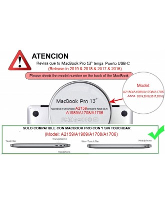 Carcasa compatible con Macbook Pro 13 Con/Sin TouchBar Rosa